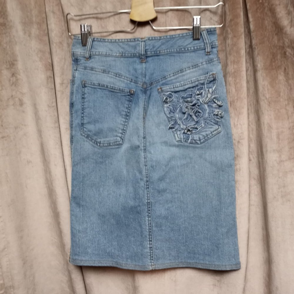 Red Valentino Women' Blue CG-047-01 Valum Wash 5 Pockets Denim Pencil Skirt